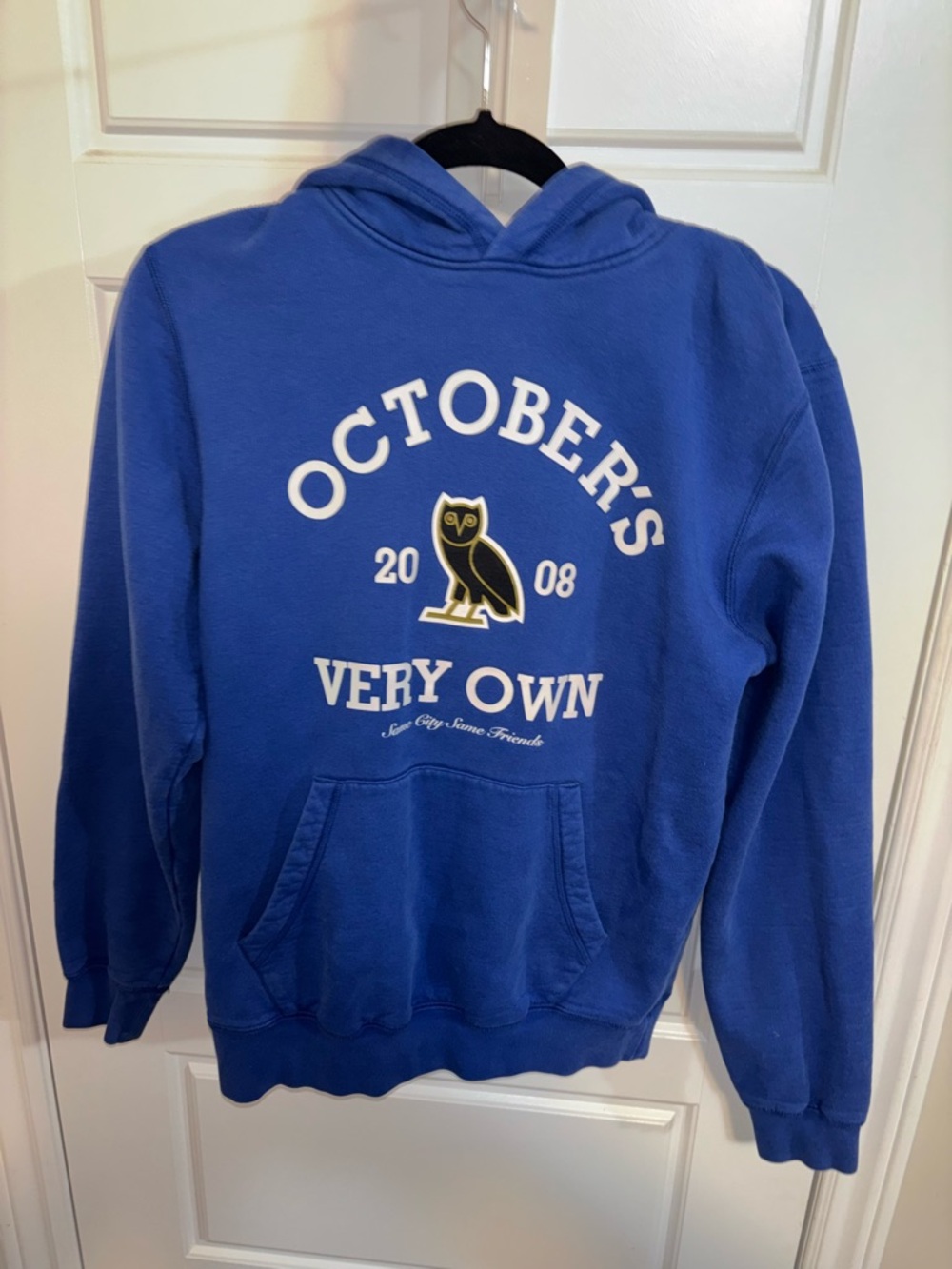 OVO Men's Royal Blue Crewneck Hoodie with Owl Graphic